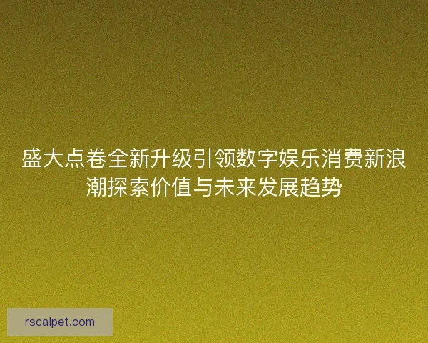 盛大点卷全新升级引领数字娱乐消费新浪潮探索价值与未来发展趋势