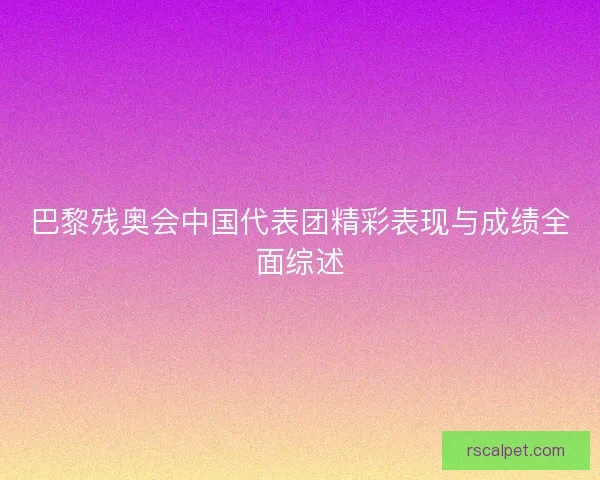 巴黎残奥会中国代表团精彩表现与成绩全面综述 巴黎残奥会中国代表团精彩表现与成绩全面综述